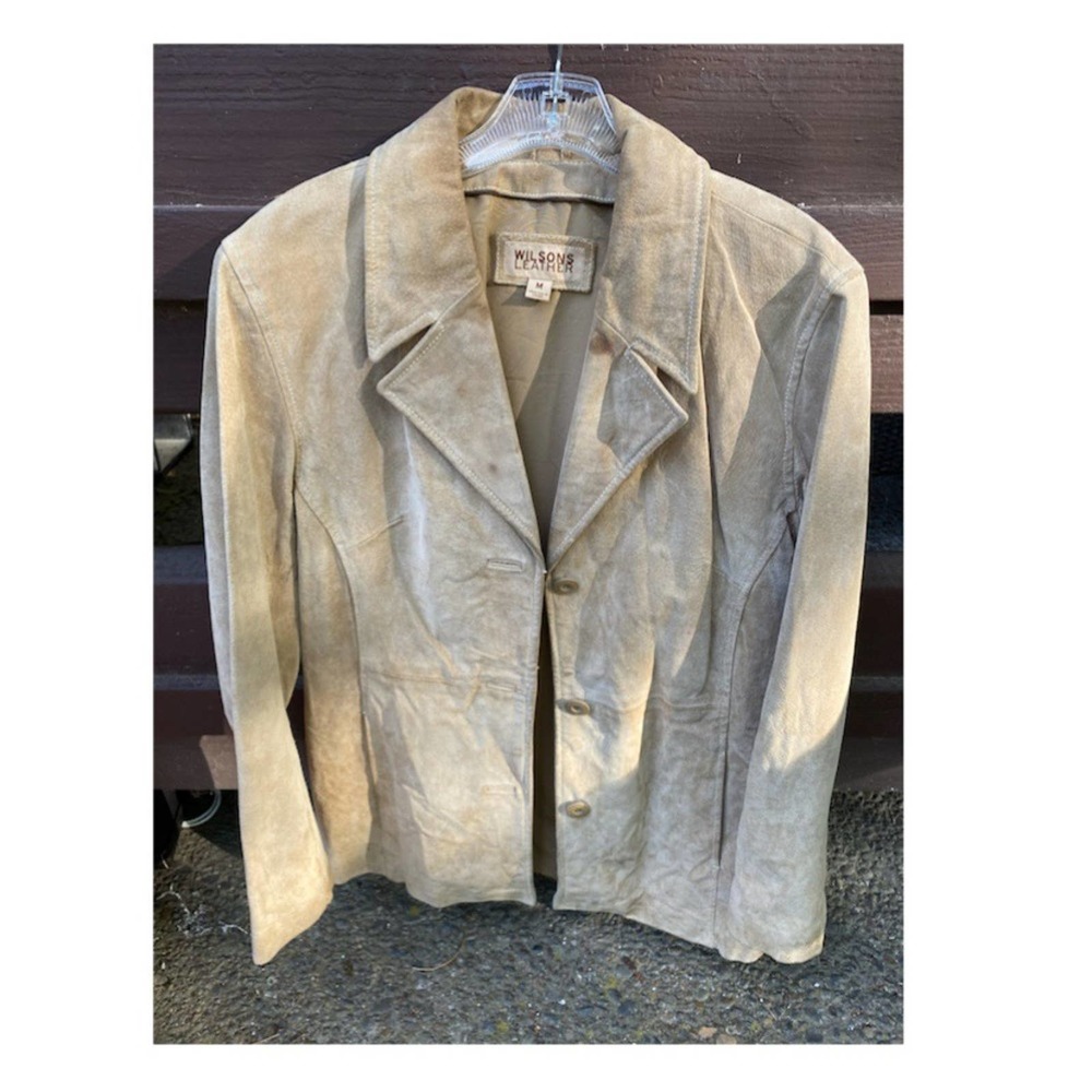 Wilson’s Leather Suede jacket Button Front Light Camel Brown Medium Western